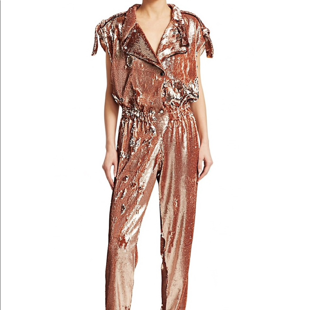 NEW Carolina Ritzler SEQUIN MOTO JUMPSUIT $690